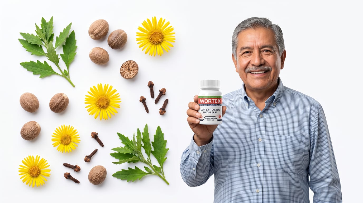 Wortex suplemento alimenticio natural contra parásitos, presentación de 20 cápsulas